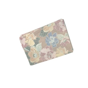 Vintage 1970s Floral Twin Flat Sheet: Mauve Stripe Retro Bedding