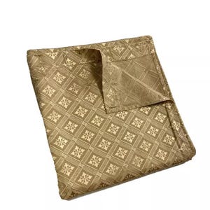 Gorgeous Luxury Shower Curtain Gold Tan Brocade Diamond Print Fabric Geo Pattern Metallic Textured Tile Block High End Bathroom Decor Long