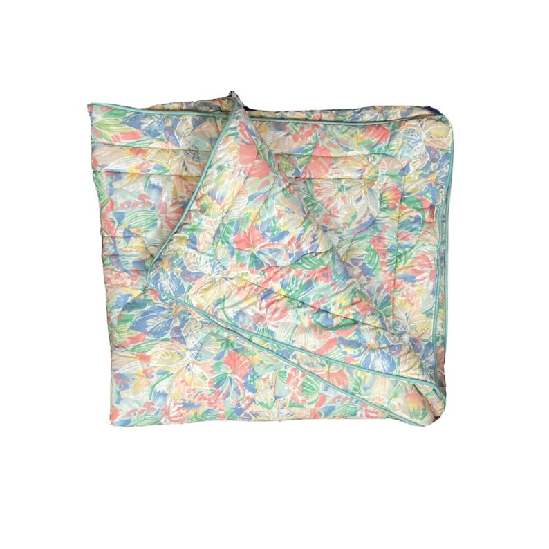 Vintage 1980s RARE Croscill Aruba Aqua Queen Comforter Discontinued