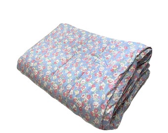 Very Rare Ralph Lauren Hope Discontinued Twin Comforter Blue Floral Bedding HTF Vintage 1990s Pink Green Bedspread Quilted Flowers Cotton