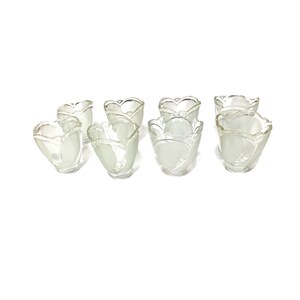 Vintage Set 10 Glass Shades Acid Etched Frosted Chandelier Tulip Scalloped Satin Hollywood Regency MCM Rare Unique Lot Lighting Luxury Decor