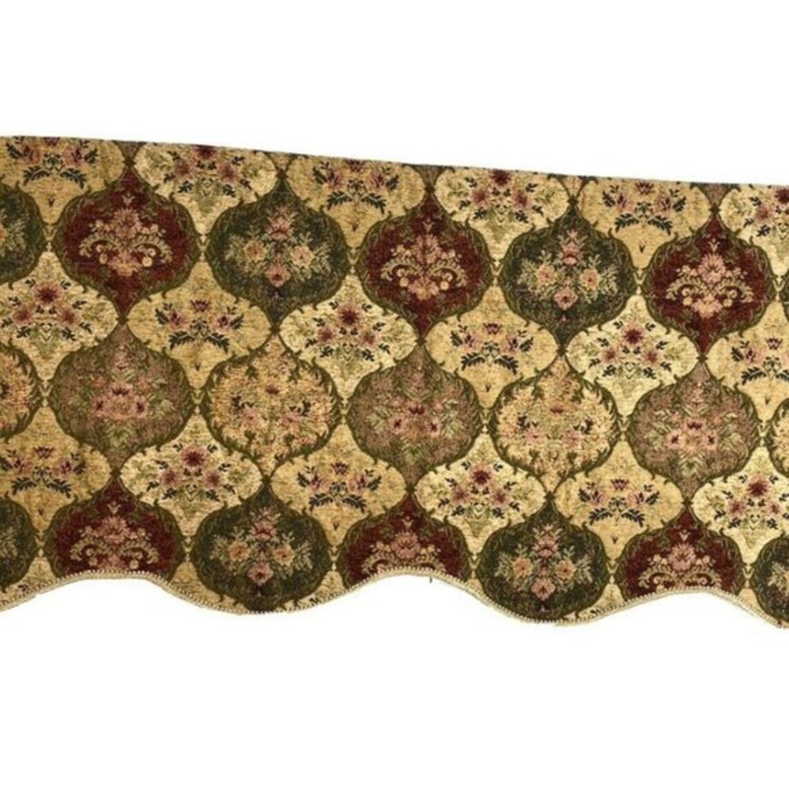 Chris Madden Pair Luxury Tapestry Scalloped Valances Curtains Etsy