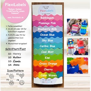 Etichette personalizzate per bottiglie, fascette per bottiglie per bambini, etichette per borracce, etichette per bottiglie d'acqua, etichette per bottiglie sportive
