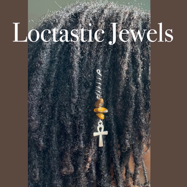 Silver Ankh with Tiger’s Eye Sisterlock/Microloc Jewelry