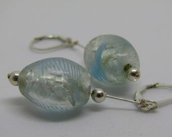 Light Blue Murano Glass Dangle Earrings