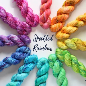 Hand dyed yarn. Cotton & Wool bases. The Speckled Rainbow Collection - individual colours
