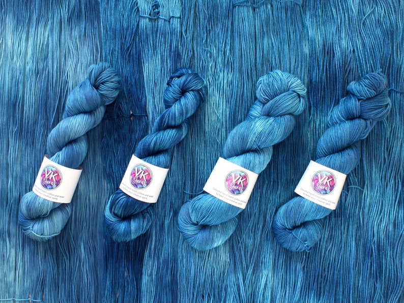 Hand Dyed Yarn Deep Sea on Cotton or Wool bases. image 1