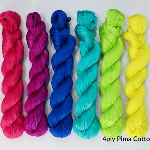 90’s Brights - semi solid - individual colours - Hand dyed yarn - Cotton & Wool bases.