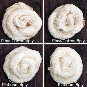 Natural (undyed) yarn on all bases.