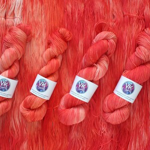 Hand Dyed Yarn - Coral - on Cotton or Wool bases.