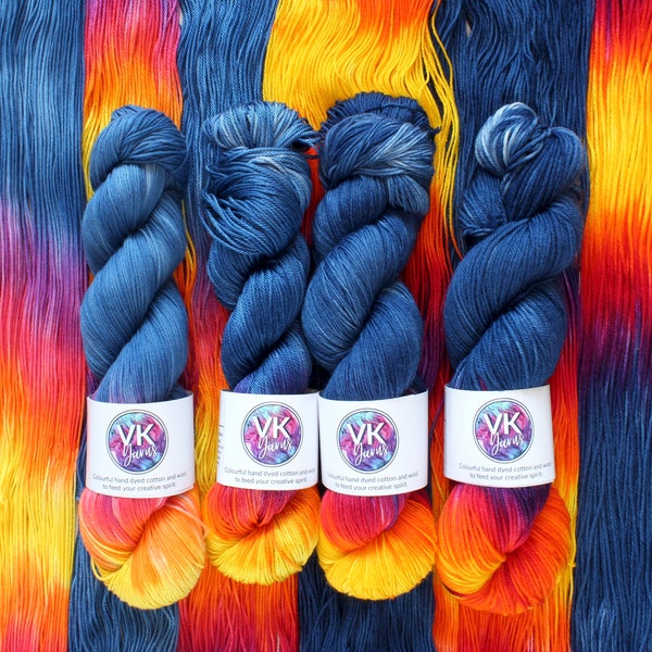 Hand Dyed Yarn - Summer Nights - on Cotton or Wool bases.