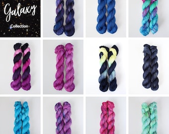 Hilo teñido a mano. Bases de algodón y lana. Colección Galaxy - Colores individuales.