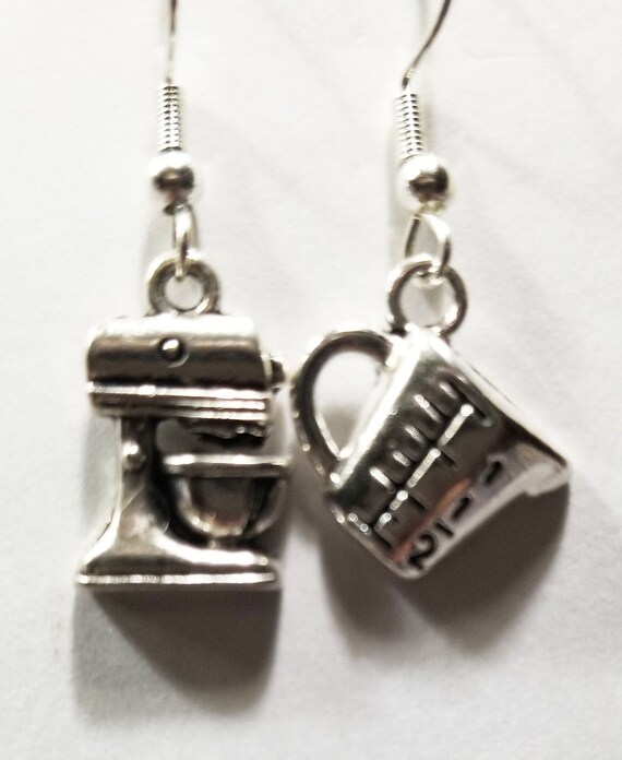 Minimalist Measuring Cup Stand Mixer Mismatched Earrings Etsy