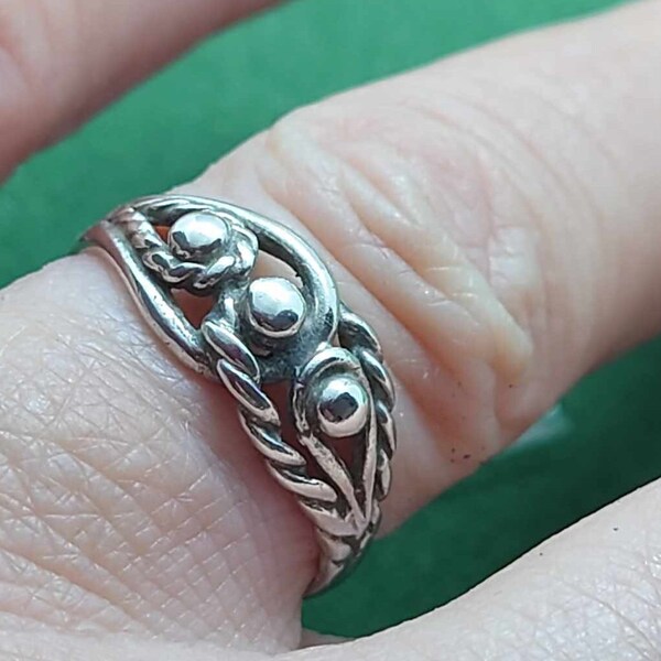 BAGUE CELTIQUE en argent sterling, marque de fabrique B'Ham 1978, superbe !! Taille UK N En parfait état et en boîte