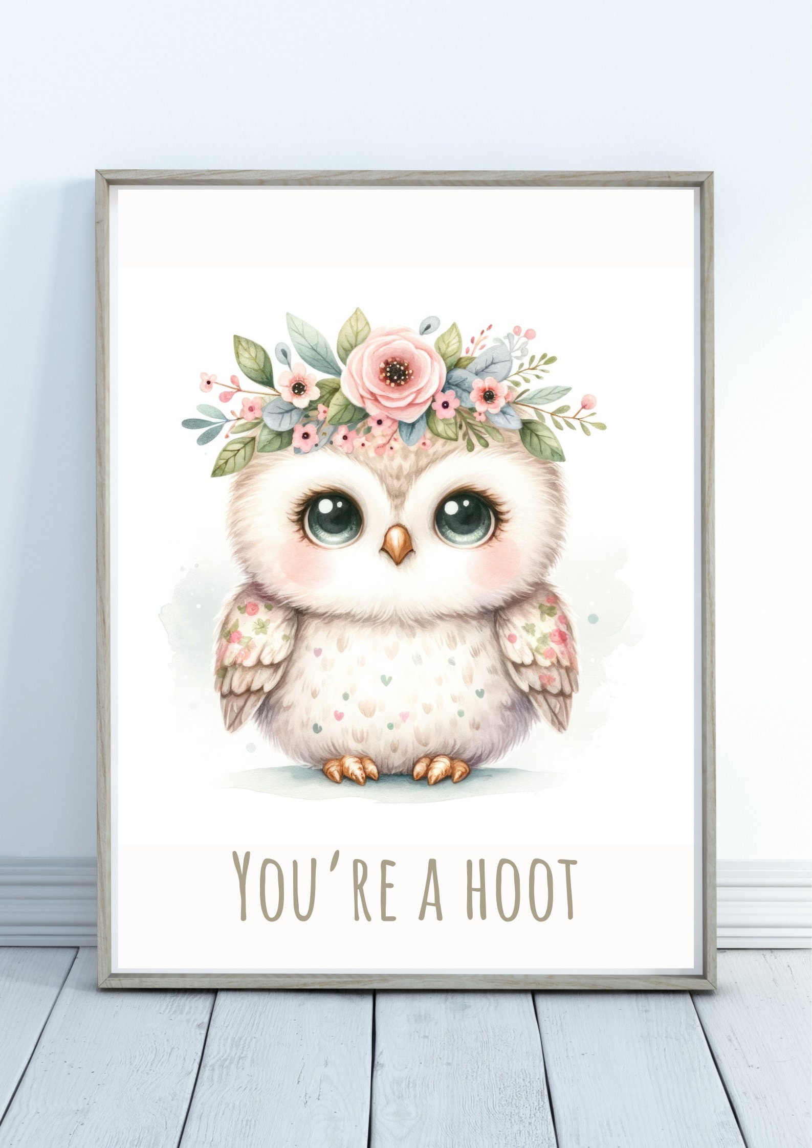Cute Owl "You're A Hoot" Wall Art Printable, digital download