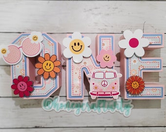 Groovy 3D letters, Hippie 3D letters, Groovy One, Groovy Decoration, hippie birthday decorations, hippie decorations, groovy decoration