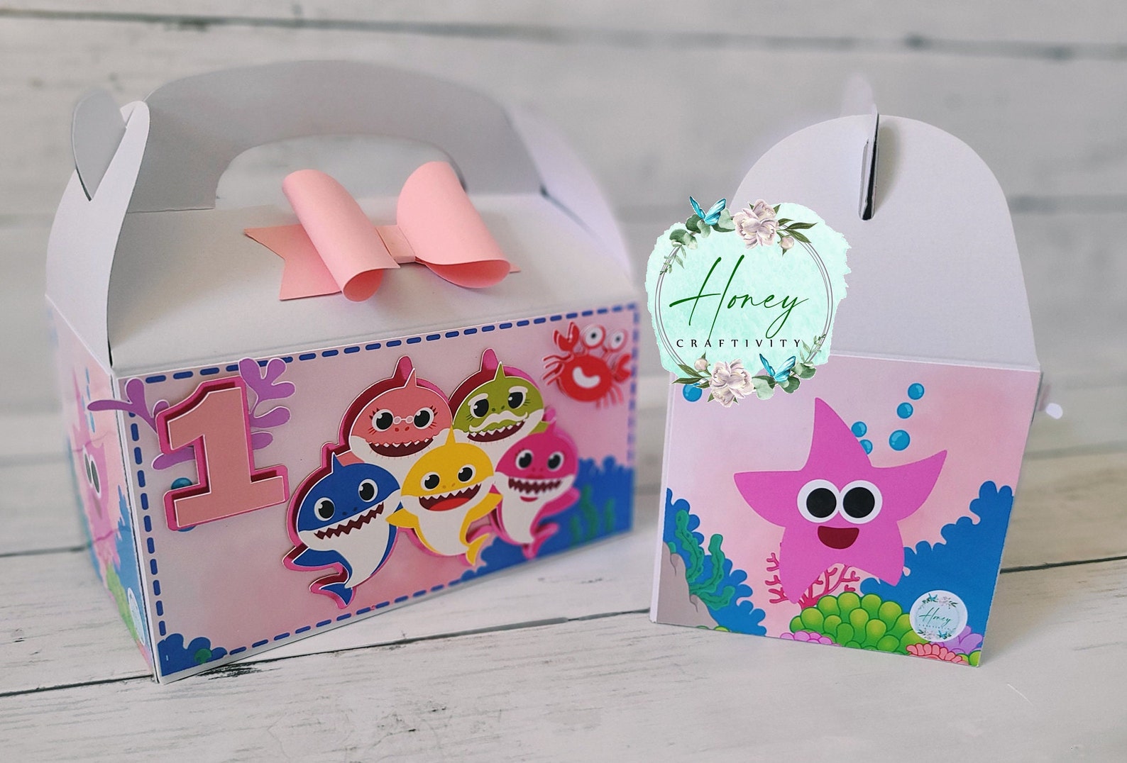 Baby Shark Gable Box Baby Shark Gift Bag Baby Shark Treat Etsy