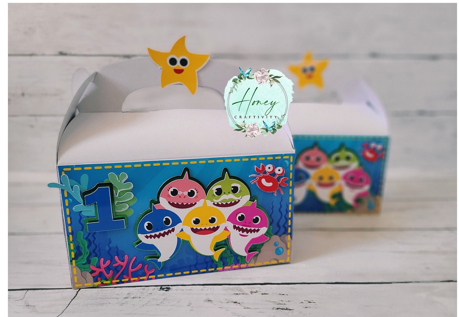Baby Shark Gable Box Baby Shark Gift Bag Baby Shark Treat Etsy