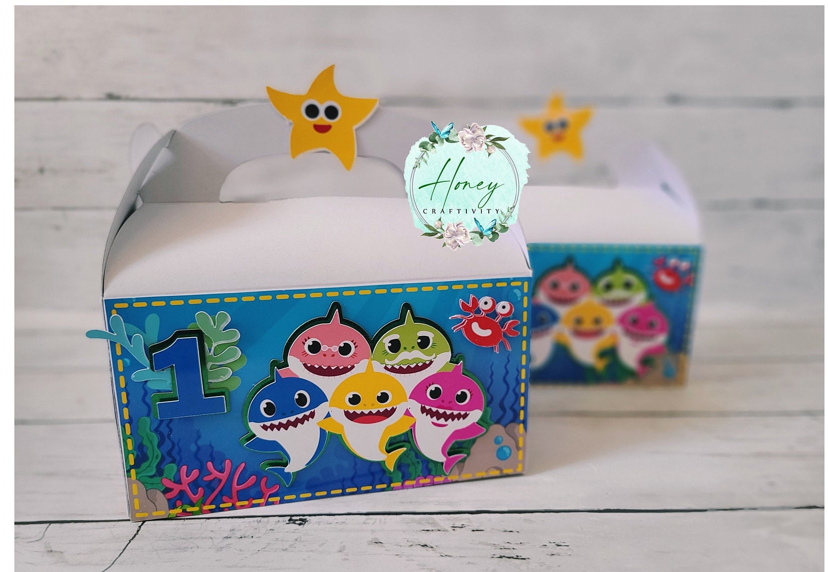Baby Shark Gable Box Baby Shark Gift Bag Baby Shark Treat Etsy