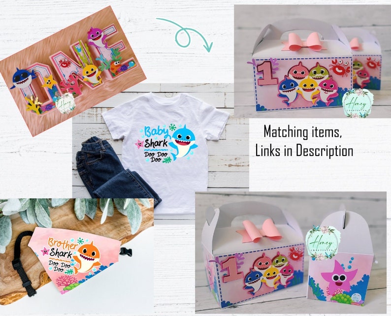 Baby Shark Gable Box Baby Shark Gift Bag Baby Shark Treat Etsy