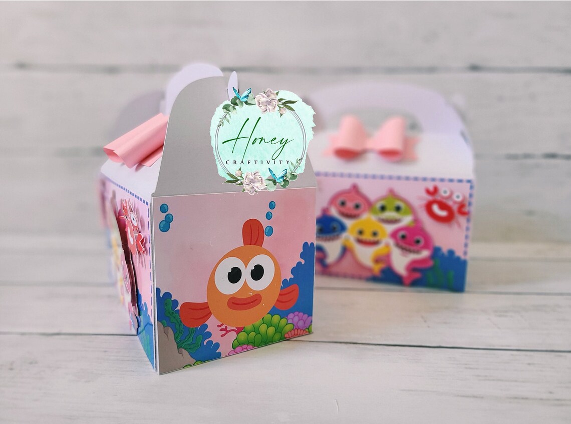 Baby Shark Gable Box Baby Shark Gift Bag Baby Shark Treat Etsy