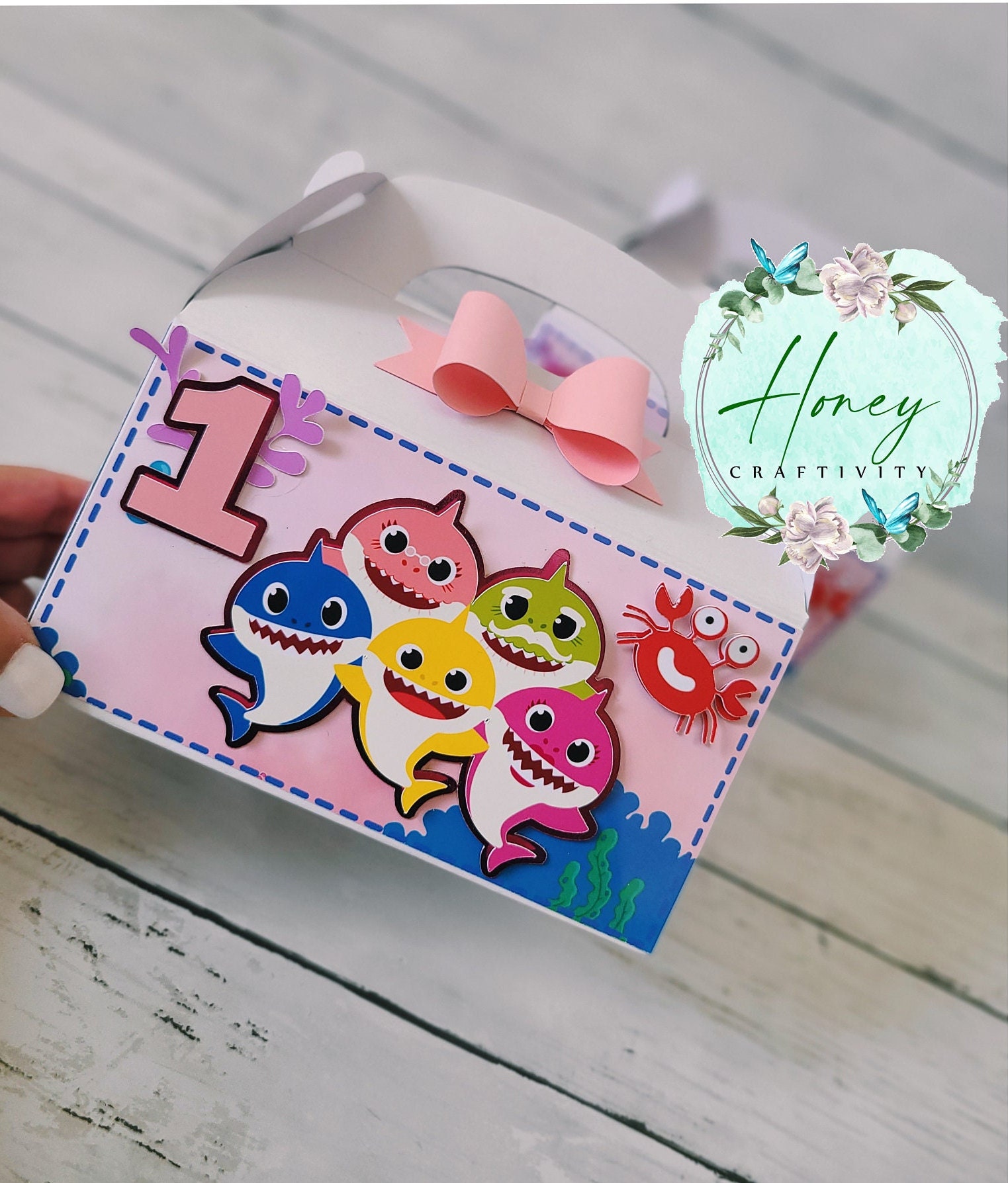 Baby Shark Gable Box Baby Shark Gift Bag Baby Shark Treat Etsy Australia