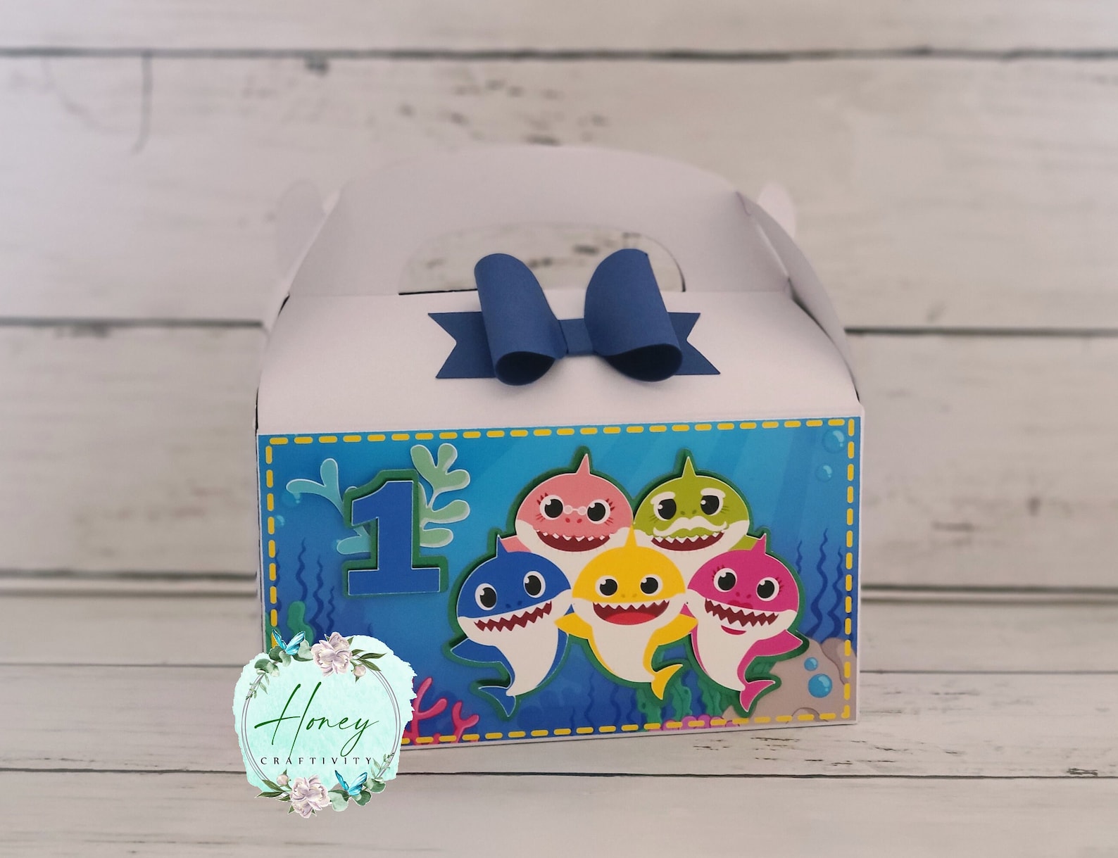 Baby Shark Gable Box Baby Shark Gift Bag Baby Shark Treat Etsy
