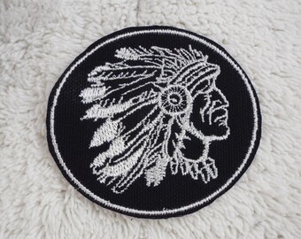 Indian Headdress Patch Vintage Classic Embroidered Sew On Patch 1 12 Round Native American Indian Chief