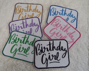Birthday Girl Embroidered Iron-on Patch