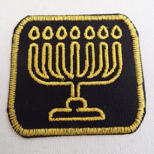 Seven Candle Menorah Embroidered Iron-on Patch