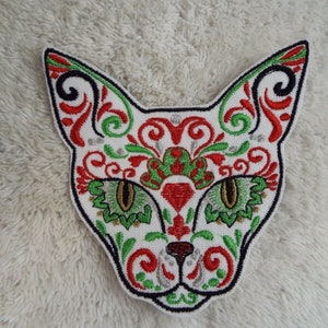 Christmas Tapestry CAT Iron-on Patch