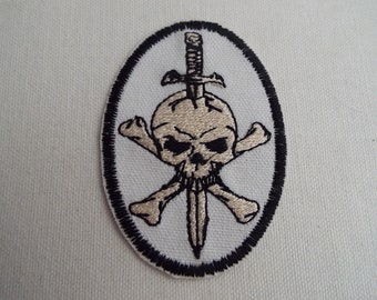 Skull Sword Embroidered Iron-on Patch