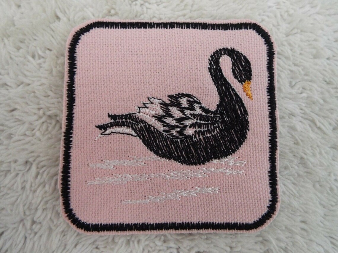 Black swan embroidery ironon patch  etsy