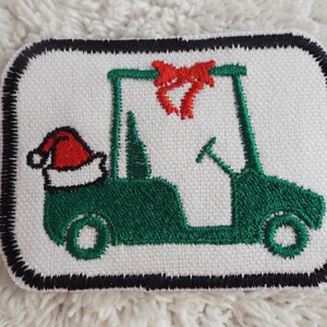 Christmas Golf Cart Embroidery Bügelbild
