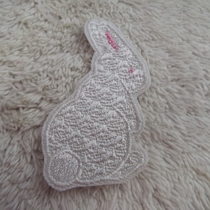 Easter White Rabbit Embroidery Iron-on Patch