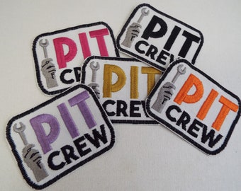 Pit Crew Embroidered Iron On Patch