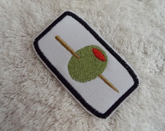 Olive on a Toothpick Embroidery Iron-on Patch