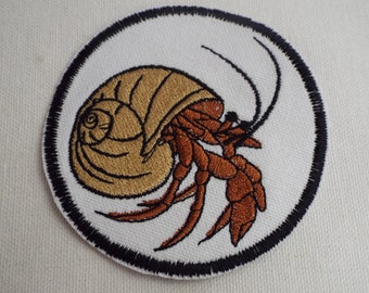 Hermit Crab Embroidered Iron On Patch