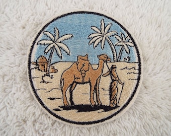 Camel Oasis Desert Palm Embroidery Iron-on Patch
