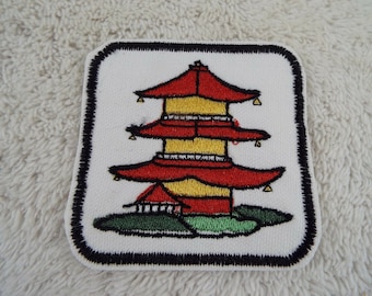 Asian Pagoda Embroidery Iron-on Patch