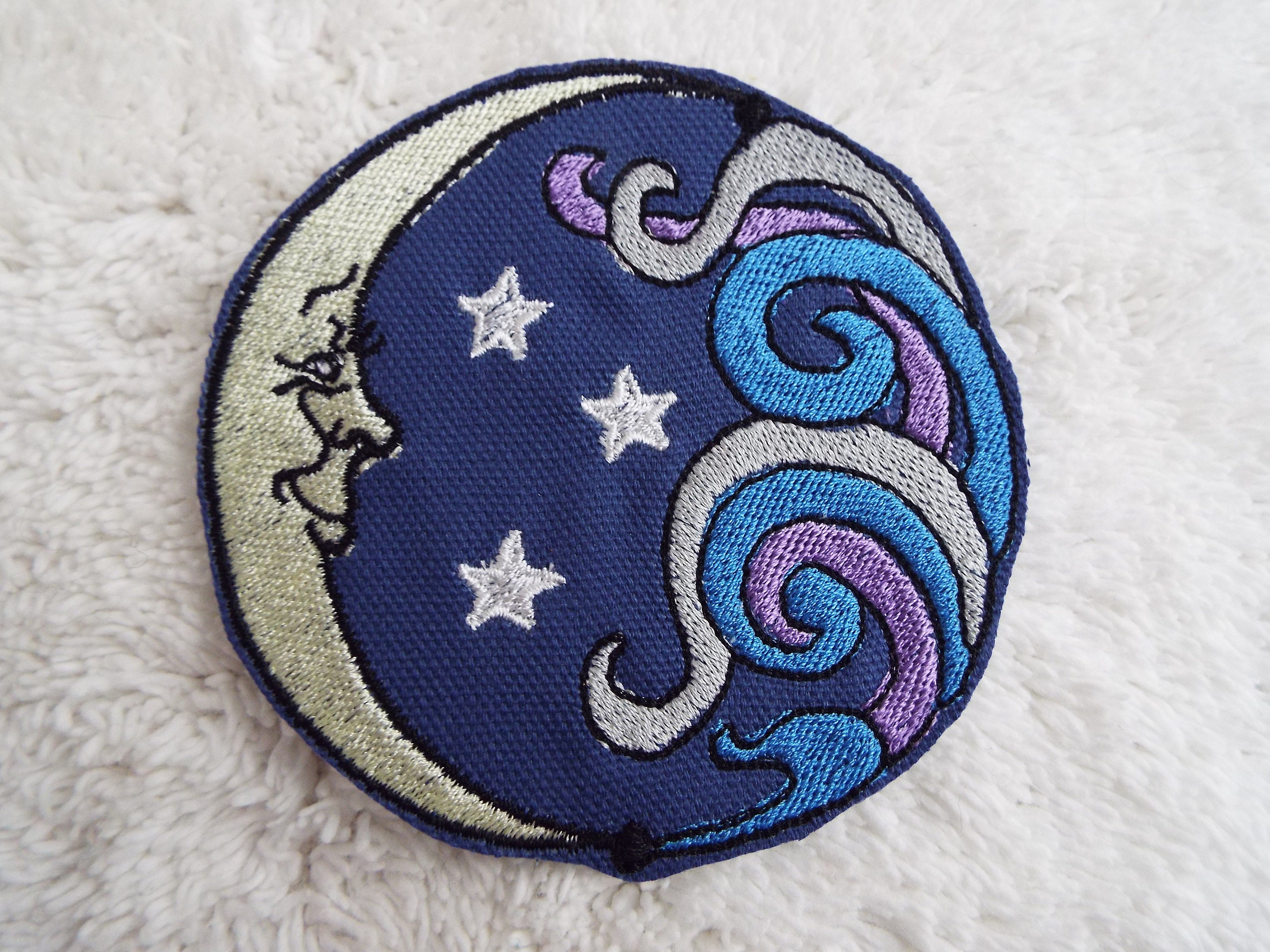 Crescent Moon Stars Embroidery Iron-on Patch - Etsy