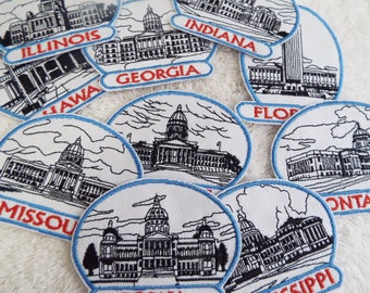 State Capital Embroidered Iron On Patch