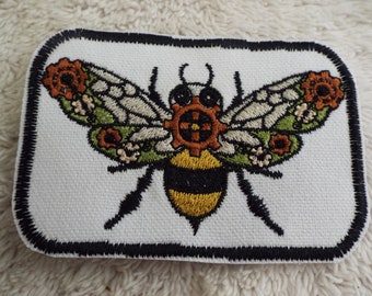 Steampunk Biene Gestickte Bügelbild Aufnäher