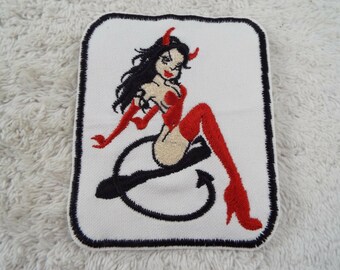 Sexy Naughty DEVIL WOMAN Embroidery Iron-on Patch