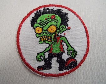 Green Horror Zombie Embroidered Iron-on Patch