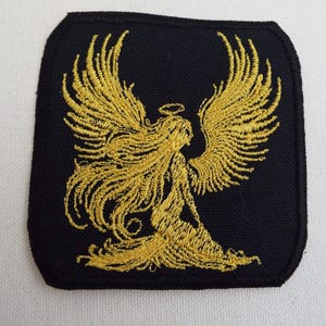 Gold Angel Embroidered Iron-on Patch