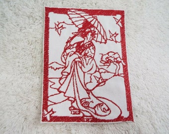 Geisha Asian Scene Embroidery Iron-on Patch