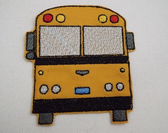 黄色のスクールバス刺繍アイロン接着パッチ