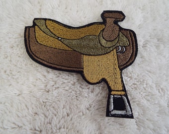 Western Horse Saddle Embroidered Iron-on Patch