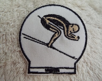 Downhill Racer Skier Embroidered Iron On Patch